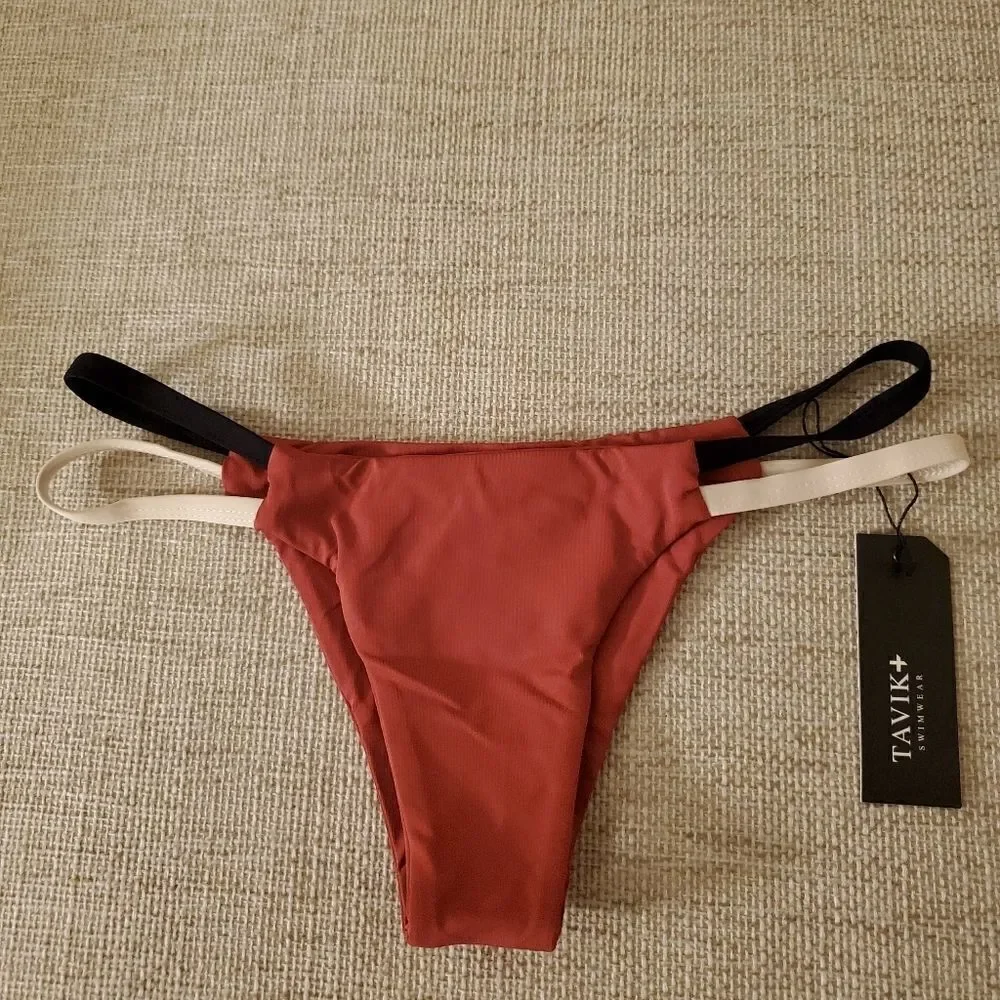 Tavik Vine Bikini Bottom in Color Blocked Rust